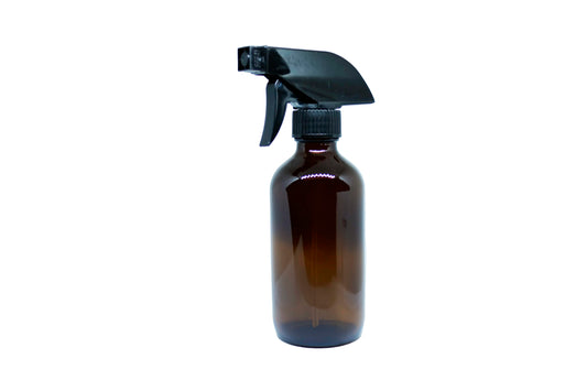 250 mL Amber Glass Bottle with black trigger spray top