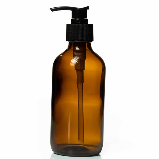 250ml Amber Glass bottle – with Black Pump Top