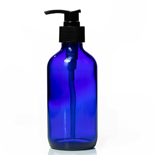 250ml Blue Glass bottle with black Pump Top
