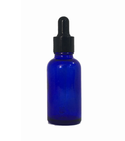 30ml Blue Glass Bottle with Black Tamper Dropper
