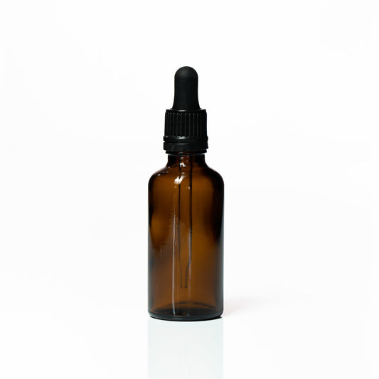 50ml Amber Glass bottle – with Black Tamper Dropper