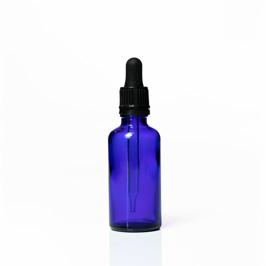 50ml Blue Glass bottle – with Black Dropper