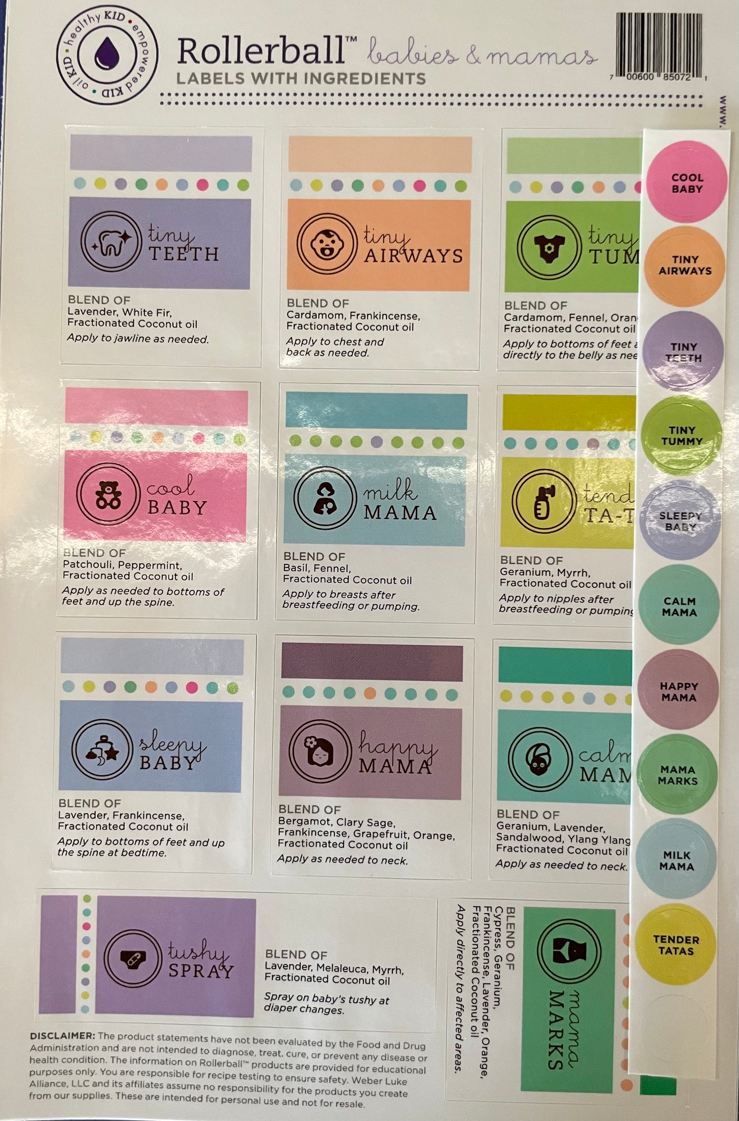 Roller Ball babies & mamas Personal Series Set of labels